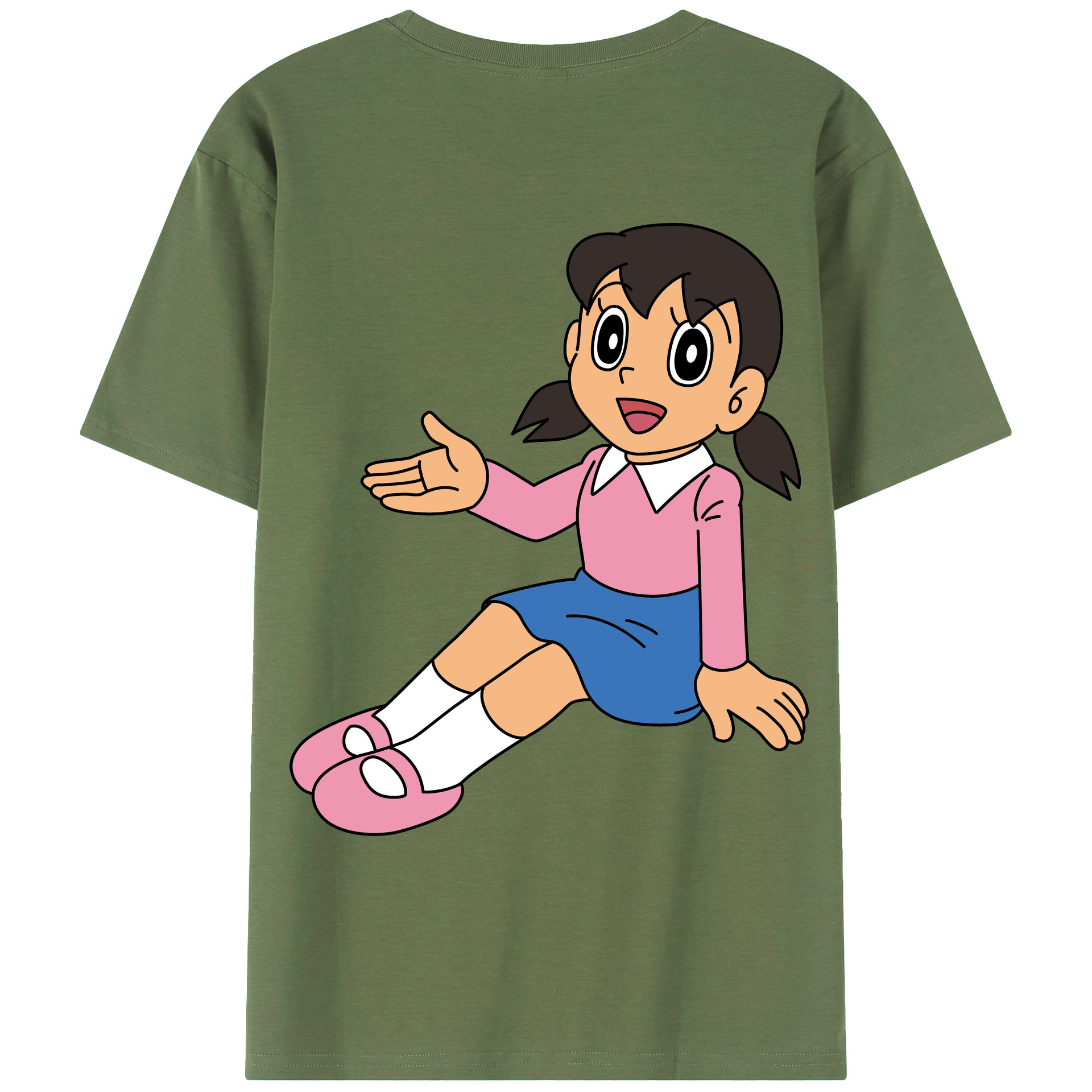 （画像用） ドラえもん みなもと しずか Doraemon Shizuka Minamoto 綿100％ メンズ半袖Tシャツ（バックプリント） 通気性
